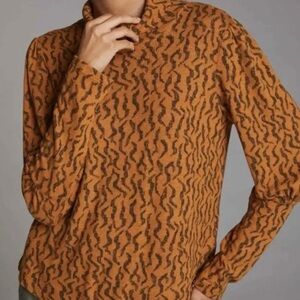 Anthropologie Puff-Sleeved Turtleneck Top Women's Small